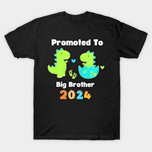 Kids Promoted To Big Brother Est 2024 Dinosaur T Rex Boys T-Shirt